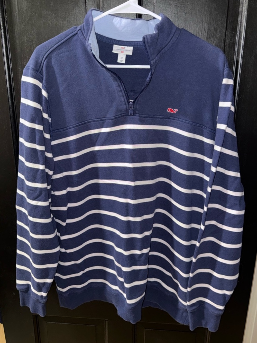 Vineyard Vines Navy and White Striped Zip-Up Pullover